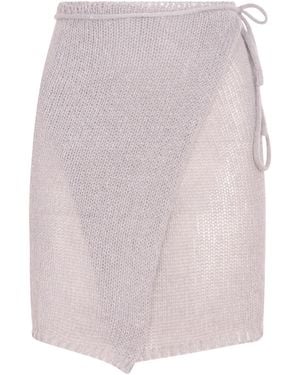 London Atelier Byproduct Wrap Knitted Apron Skirt - Pink