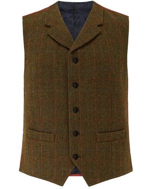 Guards London Sherwood Tweed Wool Waistcoat - Green
