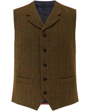 Guards London Sherwood Tweed Wool Waistcoat - Green