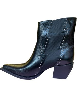 Any Old Iron The Lightning Bolt Leather Boots - Blue