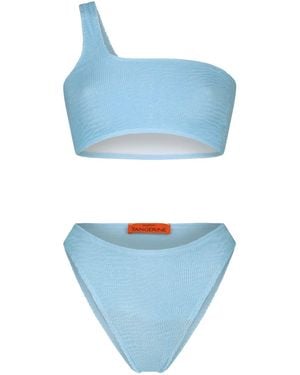Maison Tangerine Mykonos Crinkle Swimsuit Aqua Bikini - Blue
