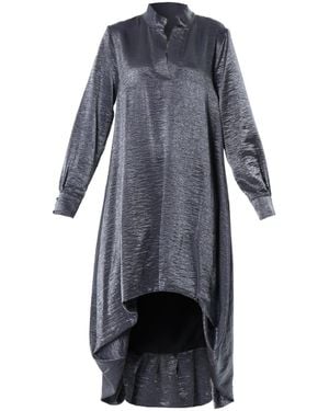 Metamorph Shiny Metallic High-Low Dress - Grey