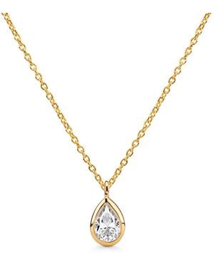 Augustine Jewels Delicate Pear Shaped Diamond Necklace Bezel Set - Metallic