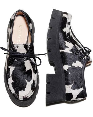 Mafalda Naomi Cow Print Chunky Loafer - Black