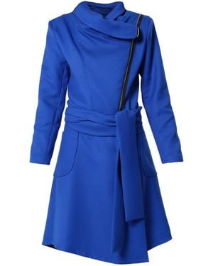 Metamorph Asymmetric Belted Coat - Blue