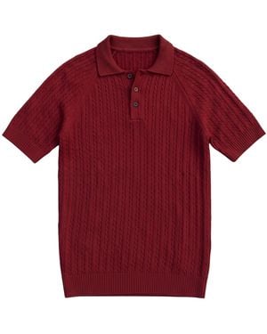 Harmain Leathers Ltd The Heritage Cable-Knit Polo Shirt - Red
