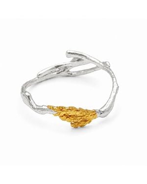 Mother Nature Jewelry Two-Tone Branch Ring, Handmade Minimalist Ring - Metallic