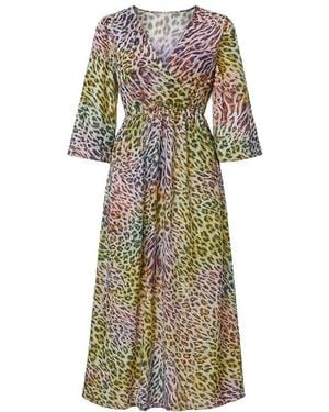 Conquista Animal Print Empire Line Dress - Multicolor