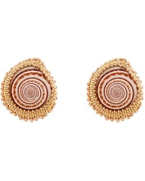 Oana Savu Beaded Sea Shells Earrings Sterling Studs Beads - Metallic