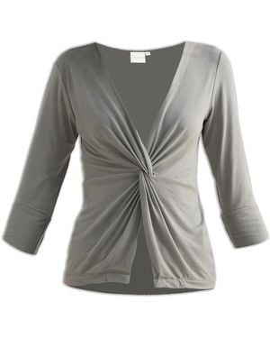 REISTOR Twist Front Knit Shirt - Gray