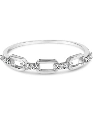 Haus of Brilliance 925 Sterling Diamond Accent Paperclip Band Ring - White