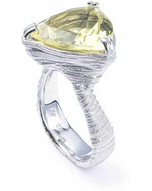 German Kabirski Anhur Ring With Trillion Cut Lemon Quartz - Metallic
