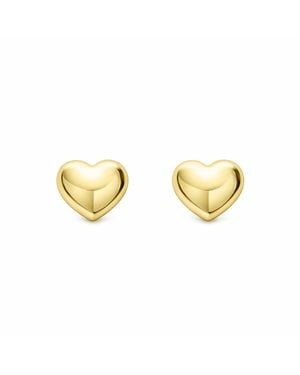 Unaloe Plated Heart Stud Earrings – Small Elegant Shiny Perfect Gift Idea – Jewelry For - Metallic