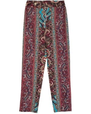 Niza Long Straight Trousers With Borders - Red