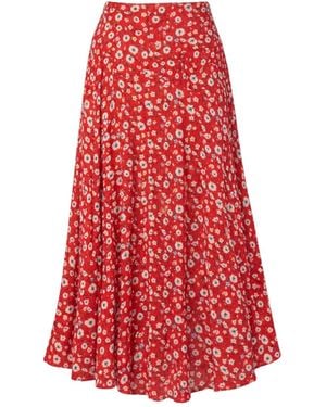 Rose & Nancy Philippa Floral Print Midi Skirt - Red
