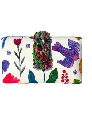 Simitri Garden Party Beaded Fringe Clutch - Multicolour