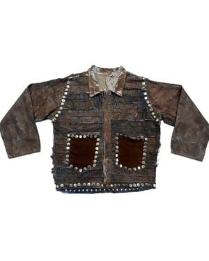 Zasta Studio Shred Couture Studded Denim Jacket - Black