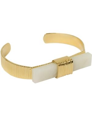 YAA YAA LONDON Neutrals Quiet Luxury Collection Gemstone Cuff Bracelet - Metallic