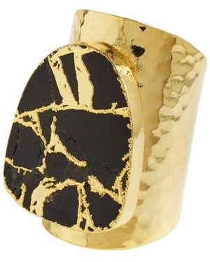 YAA YAA LONDON Longline Molten Stone Cuff Statement Ring - Metallic