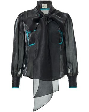 By Moumi Bow Blouse Liquid Organdie - Black