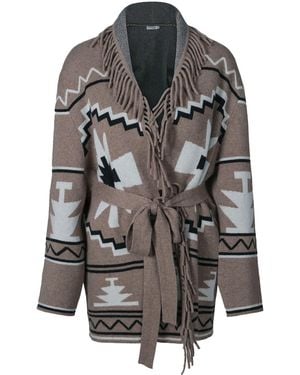 tirillm Maggie Pattern Knitted Cashmere Cardigan, Melange - Grey