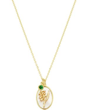 SET & STONES Katrina Birth Flower & Birthstone Charm Necklace- May - Metallic