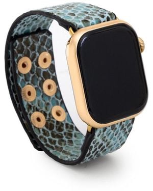Saachi Leather Scale Apple Light Watch Band - Blue