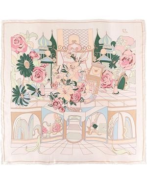 Lost Pattern Neutrals Vintage Blooms Large Silk Scarf - Pink