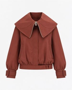 SÉLONE Alira Cape-Collar Jacket - Red