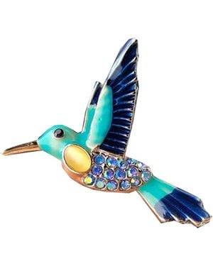 Chanel Joan Elkayam Hummingbird Crystal Enamelled Brooch - Blue