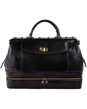 Time Resistance Leather Doctor Bag, Medical Bag, Leather Handbag - Black