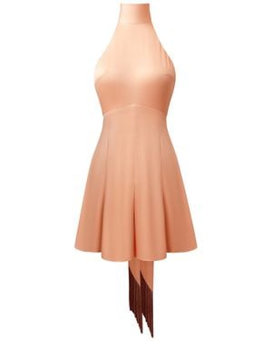 Sanctumum Suki Playsuit With Open Back And Exaggerated Neck Scarf With Frige Detail - Metallic