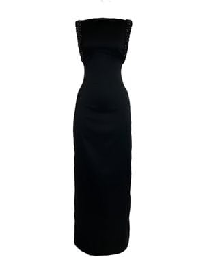 Jane Gala Embroidered Armhole Boatneck Dress - Black