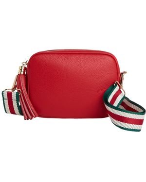 Betsy & Floss Verona Crossbody Tassel Bag With Stripe Strap - Red