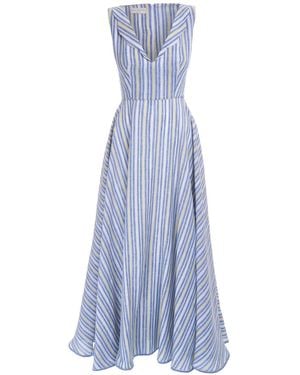 Sofia Tsereteli V-neck Linen Dress - Blue