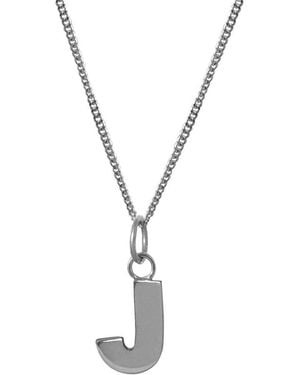 Edge Only Letter Pendant "J" Initial Necklace Sterling - Metallic