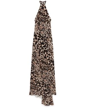 Amanda Thompson Couture Marianne Bias Cut Dress Animal - Brown