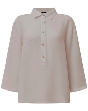 James Lakeland Neutrals Taupe Linen Blouse - Grey