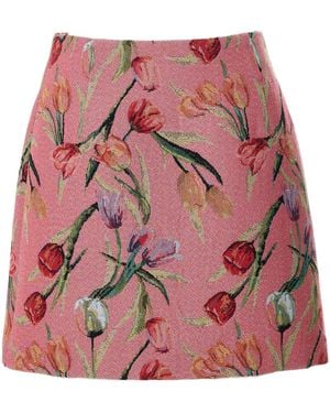 Louche Aubin Tulip Jacquard A-Line Mini Skirt - Pink