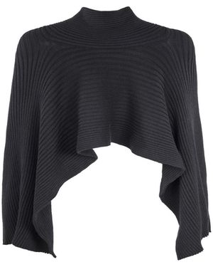 Saachi Drapey Ribbed Shawl - Black