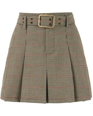 Nocturne Belted Pleated Mini Skirt - Natural