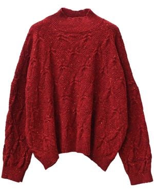 OUBAS Ings Donegal Merino Wool Cable Jumper - Red