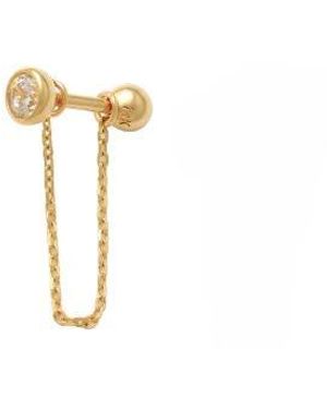 Zahav Jewelry 14K Solid 18G Dangle Chain Cz Cartilage Stud - White