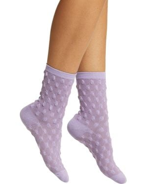 HIGH HEEL JUNGLE by KATHRYN EISMAN Waffle Combed Cotton Socks - Purple
