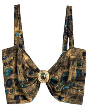 Nocturne Printed Ring Detail Crop Top - Green