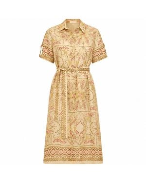 Exquise Abbey Short Sleeve Printed Midi Dress - Metallic