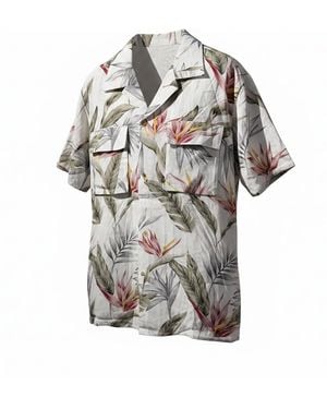 Ayana Designs Classic Print Kimono Shirt Botanical - Grey