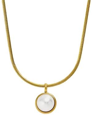 ADIBA The Round Pearl Pendant Stainless Steel Necklace - Metallic