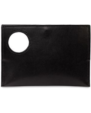 Designs by Elle Circle Clutch Leather Bag - Black