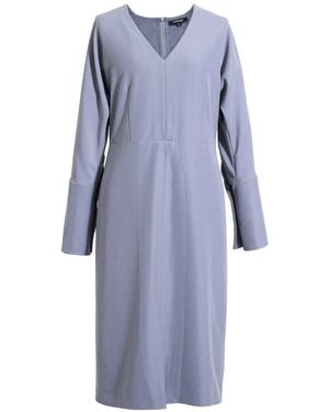 Smart and Joy Bat Sleeves And V-Neck Dress - Blue